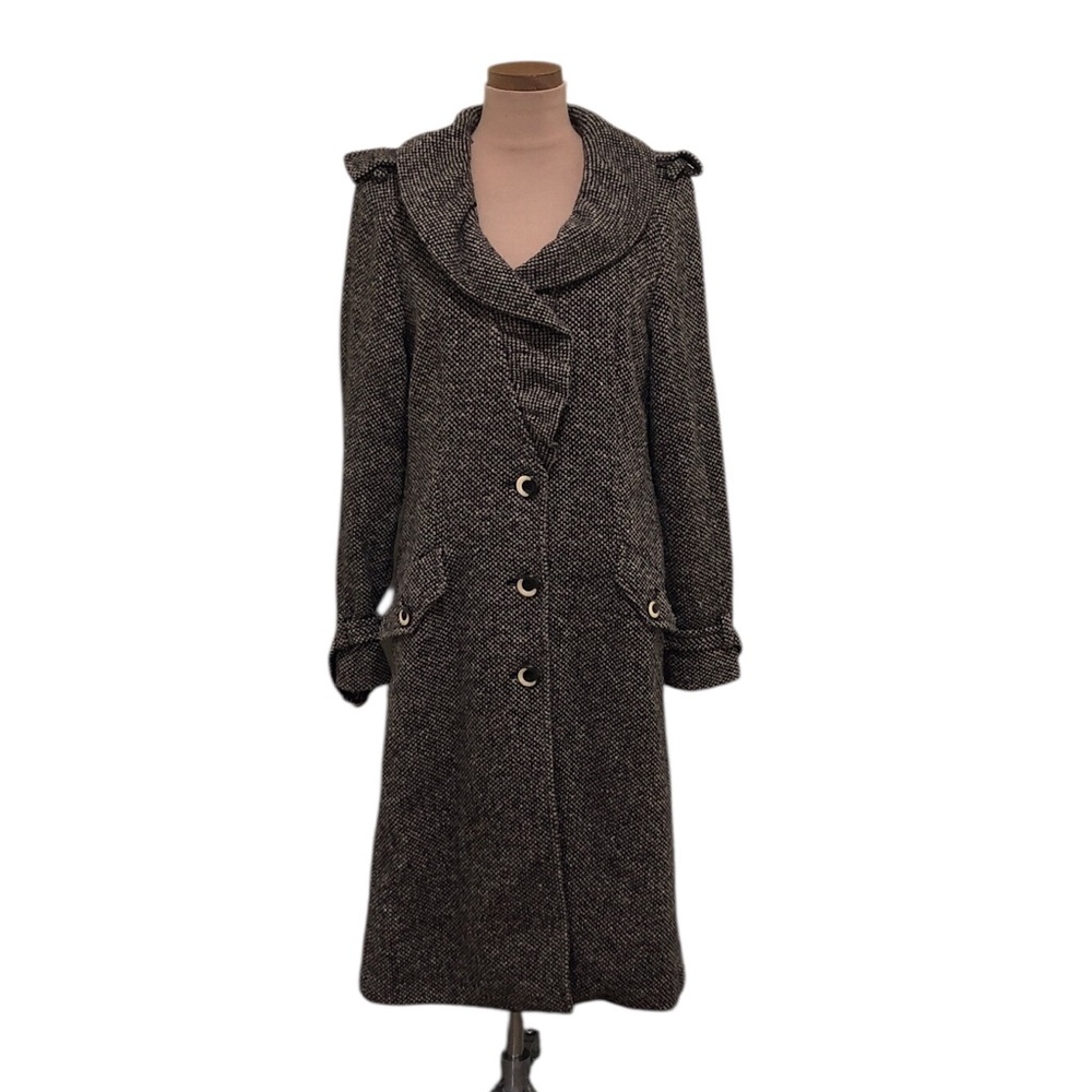 Weekend by MaxMara Wool Coat Size 12 Brown Black Tweed